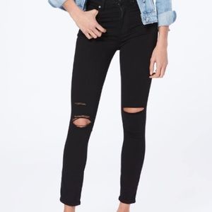 PAIGE ‘Hoxton Ankle’ Distressed Black Jeans